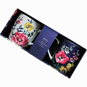 ⭐️2-PACK⭐️🆕️JOULES "Pop the Kettle On" 2pc Bone China Mugs + Hard Box